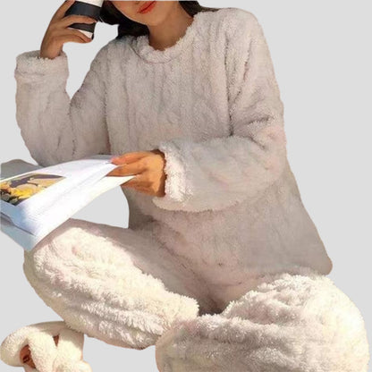 Fleece Pajamas for Women, Plush Two Piece Pajama Set 4