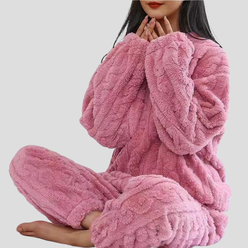 Fleece Pajamas for Women, Plush Two Piece Pajama Set 5