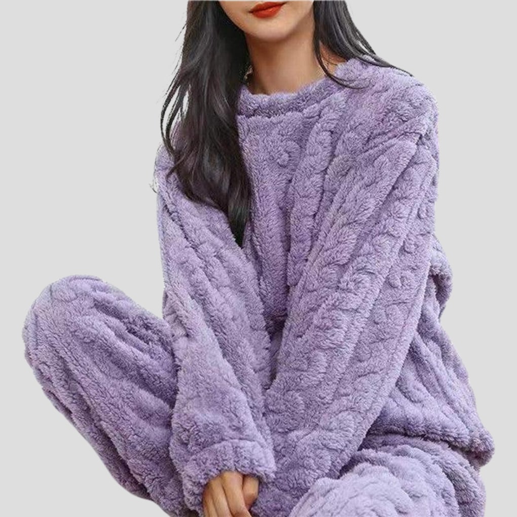Fleece Pajamas for Women, Plush Two Piece Pajama Set 7