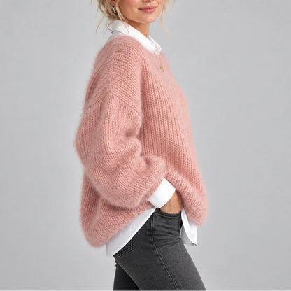 Fluffy Chunky Knit Sweater with Balloon Sleeves, Oversized 4