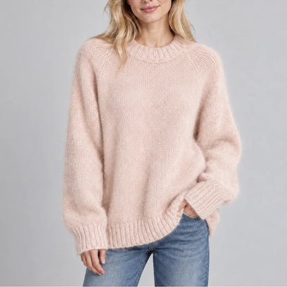 Fluffy Knit Crew Neck Sweater, Relaxed Raglan Sleeve Jumper 7