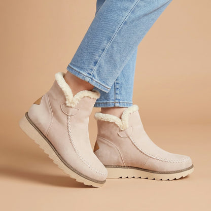 Winter Boots Fur Lined, Slip On Ankle Boots with Grip Sole 1