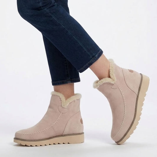 Winter Boots Fur Lined, Slip On Ankle Boots with Grip Sole 1
