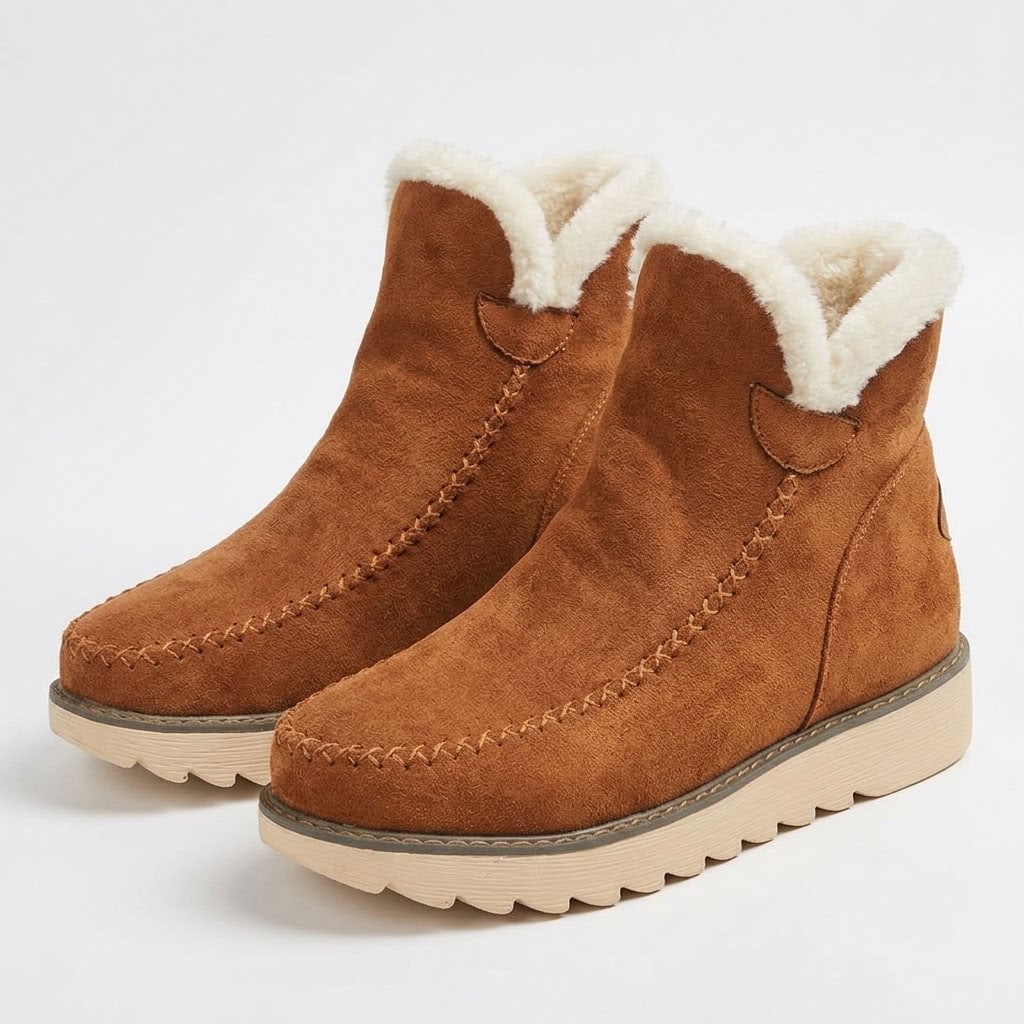 Winter Boots Fur Lined, Slip On Ankle Boots with Grip Sole 3