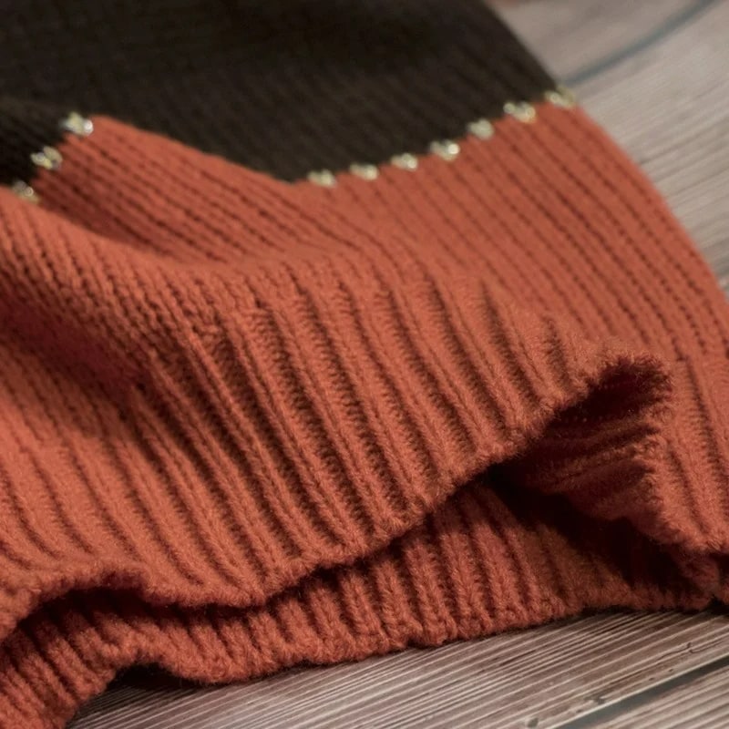 Knit Sweater Women's Pullover, Colour Block with Stitching 6