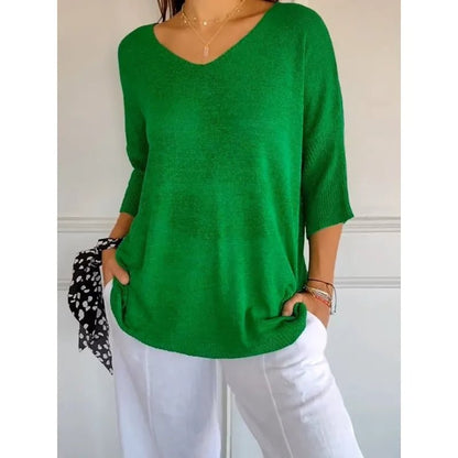Knitwear Sweater with V Neck, Relaxed Fine Knit Top 9
