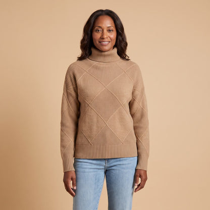 Lydia Luxury Cashmere Blend Turtleneck in brown - front view