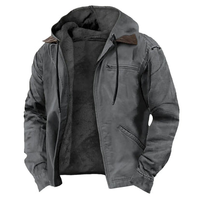 Grey men jacket with hood and fleece lining 4