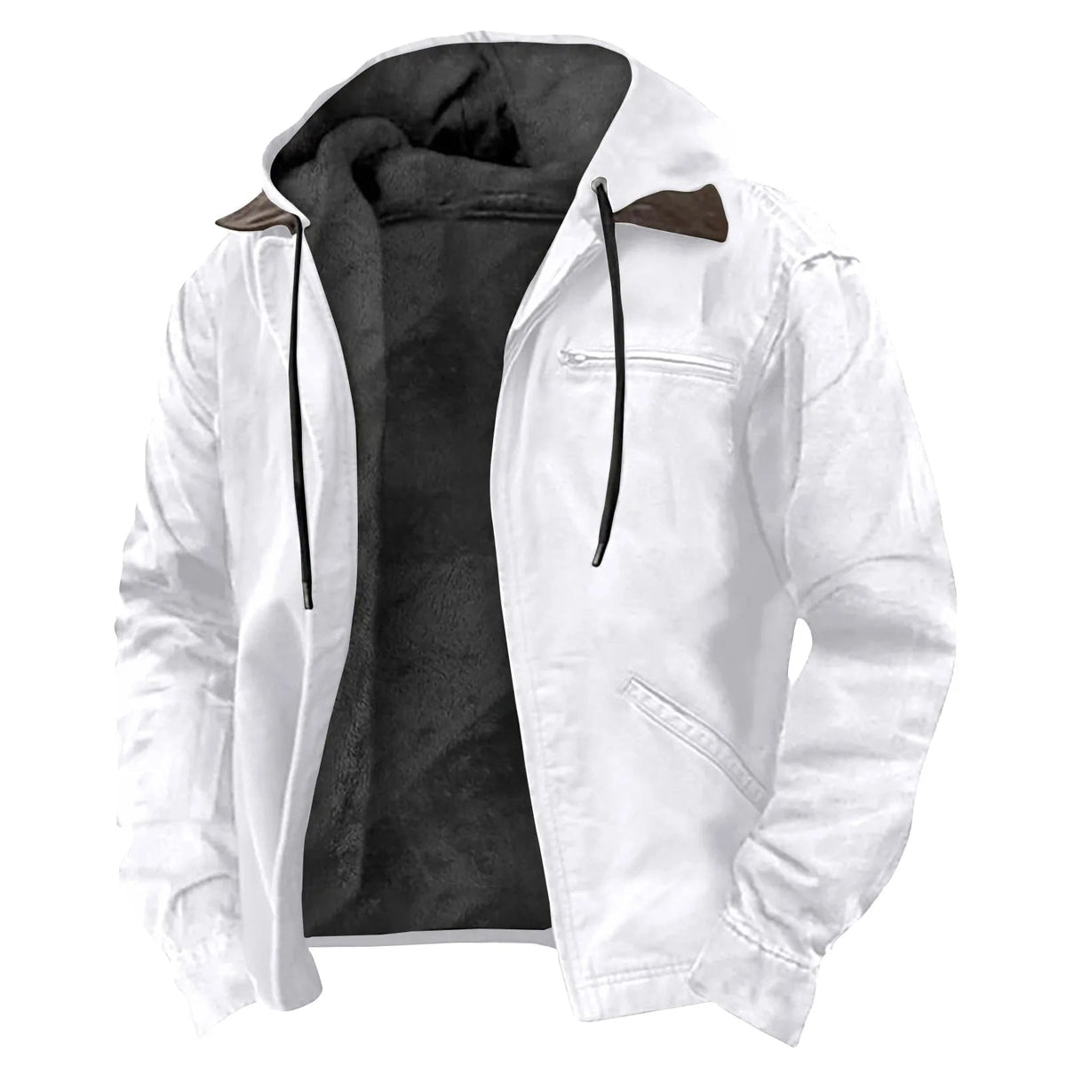 White men jacket with hood and fleece lining 5