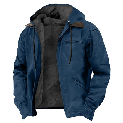 Navy blue men jacket with hood and fleece lining 6