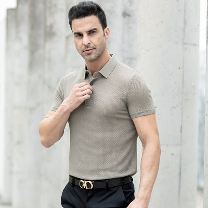 Man wearing a khaki men polo shirt 8