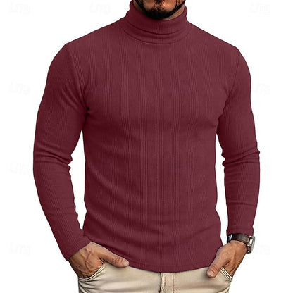 Men's Ribbed Turtleneck Sweater, Slim Fit Knit Pullover 6