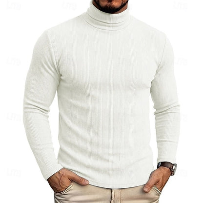 Men's Ribbed Turtleneck Sweater, Slim Fit Knit Pullover 7