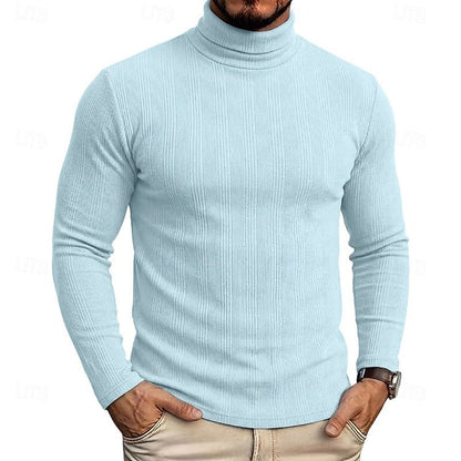 Men's Ribbed Turtleneck Sweater, Slim Fit Knit Pullover 8