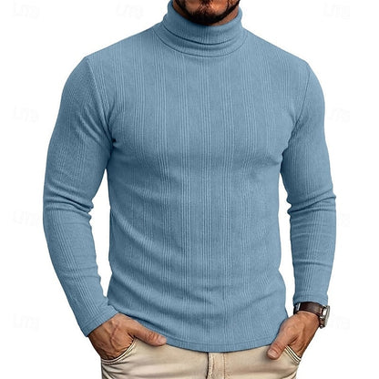 Men's Ribbed Turtleneck Sweater, Slim Fit Knit Pullover 10