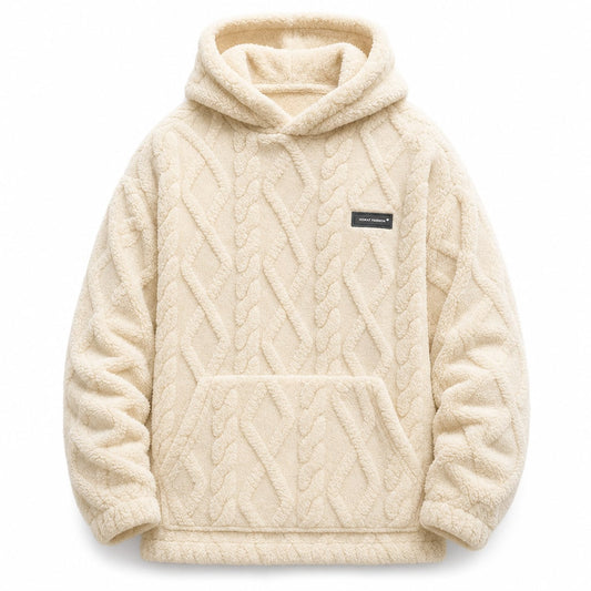 Winter Loungewear Hoodie for Men, Cable Jacquard Pullover 1