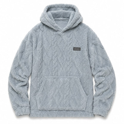 Winter Loungewear Hoodie for Men, Cable Jacquard Pullover 2