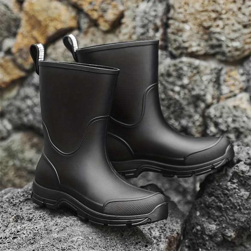 Mid Calf Waterproof Rain Boots with Drawstring Cuff 3