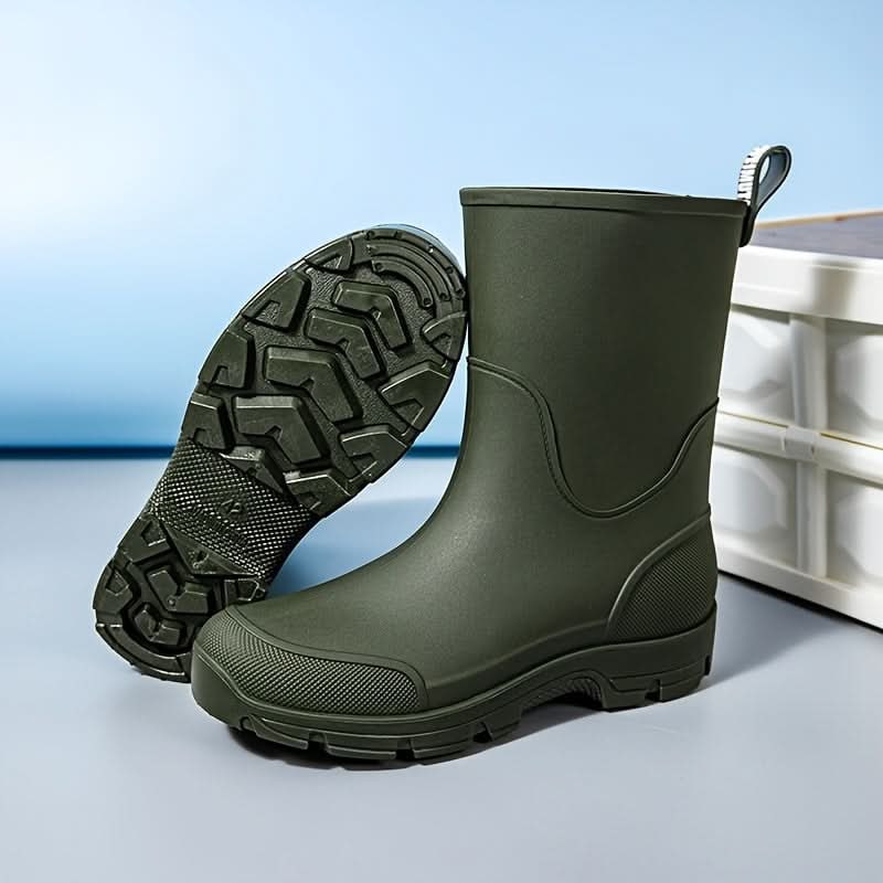 Mid Calf Waterproof Rain Boots with Drawstring Cuff 4