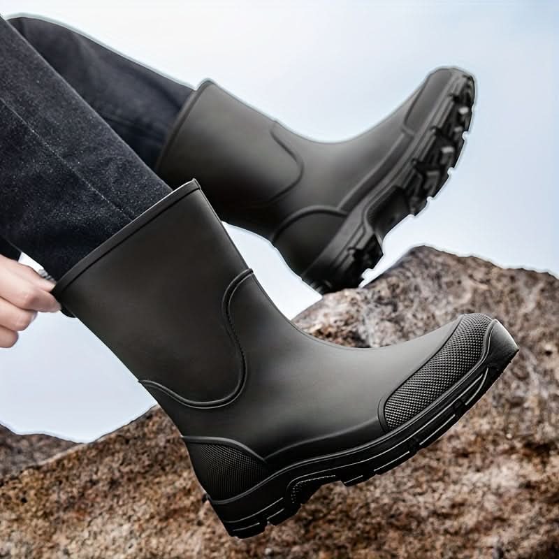 Mid Calf Waterproof Rain Boots with Drawstring Cuff 7