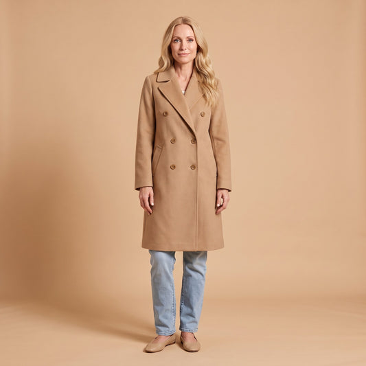 Nancy Coat in Camel - front view