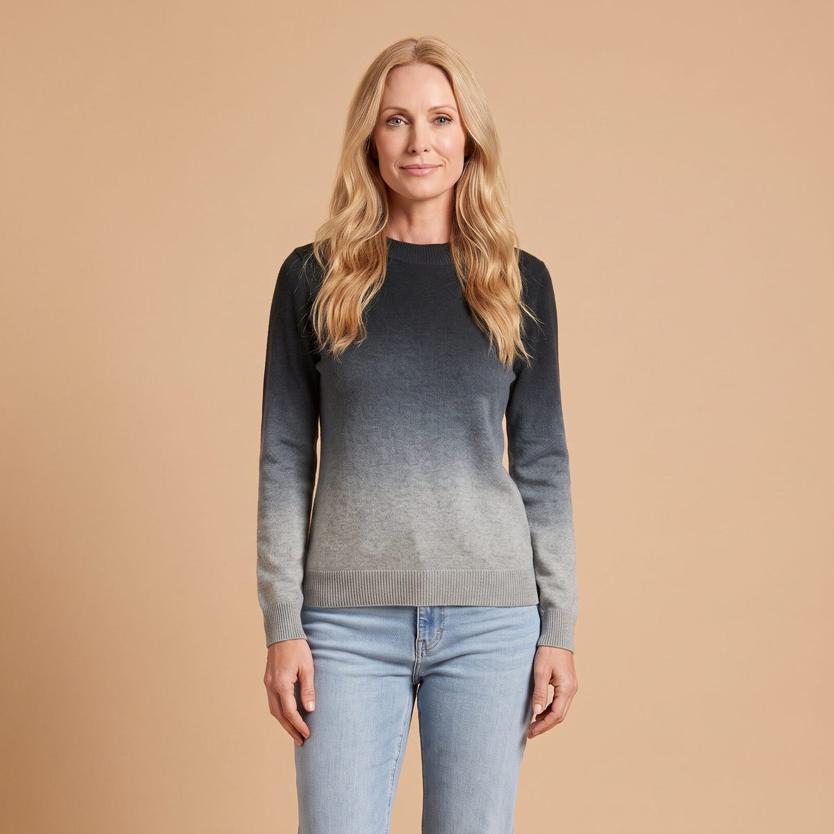 Ombre Mock Neck Sweater in Black - front view