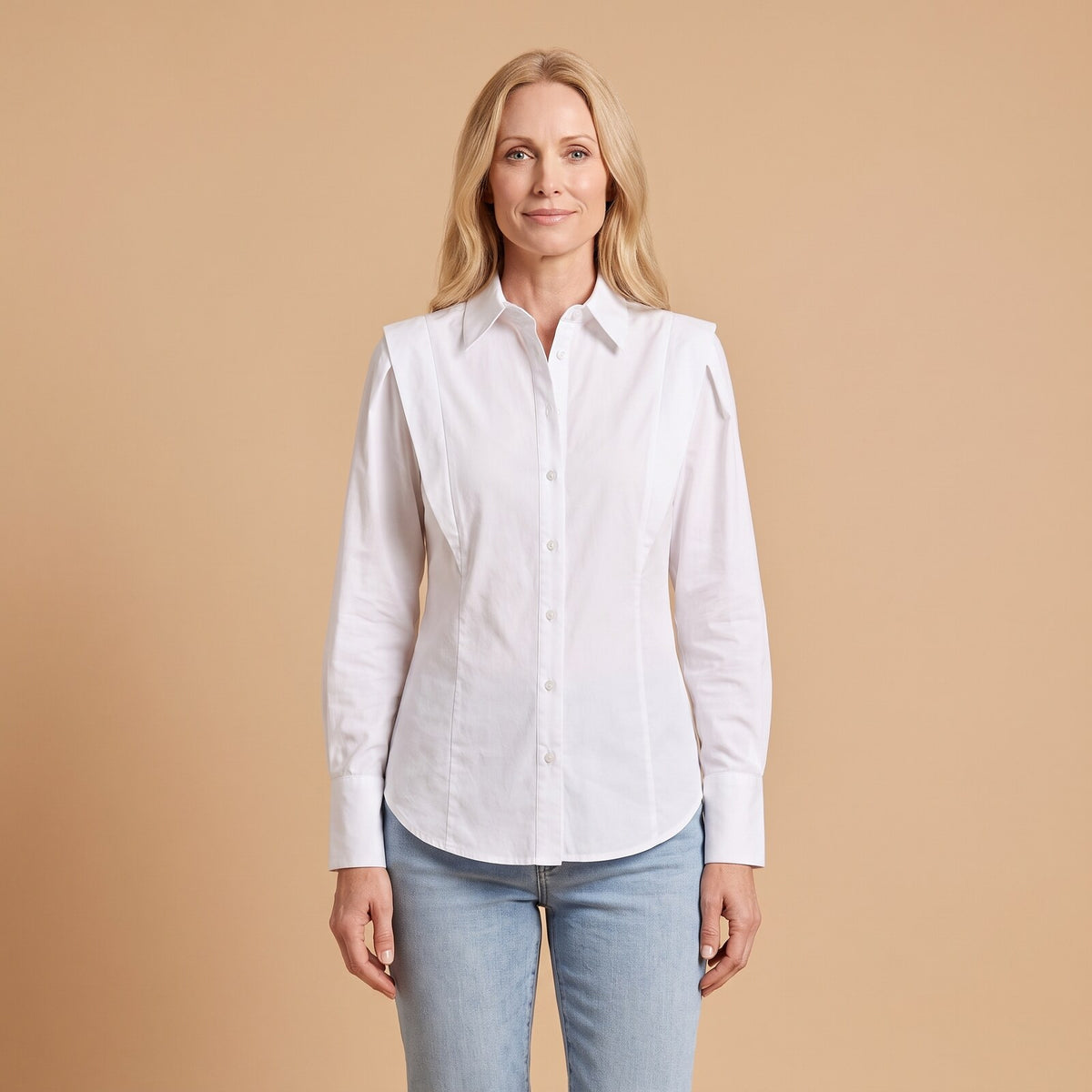 Ondine Button Down Shirt in White - front view