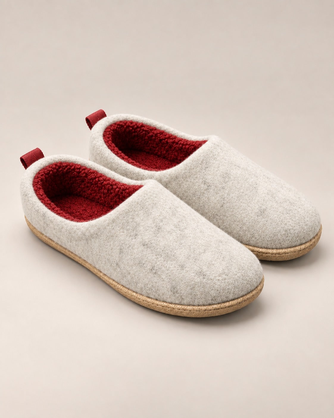 White orthopedic slippers with a red fleece lining 6