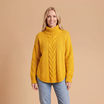 Oversized Cable Knit Turtleneck Sweater, Warm Winter Jumper 1