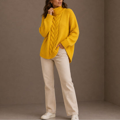 Oversized Cable Knit Turtleneck Sweater, Warm Winter Jumper 2