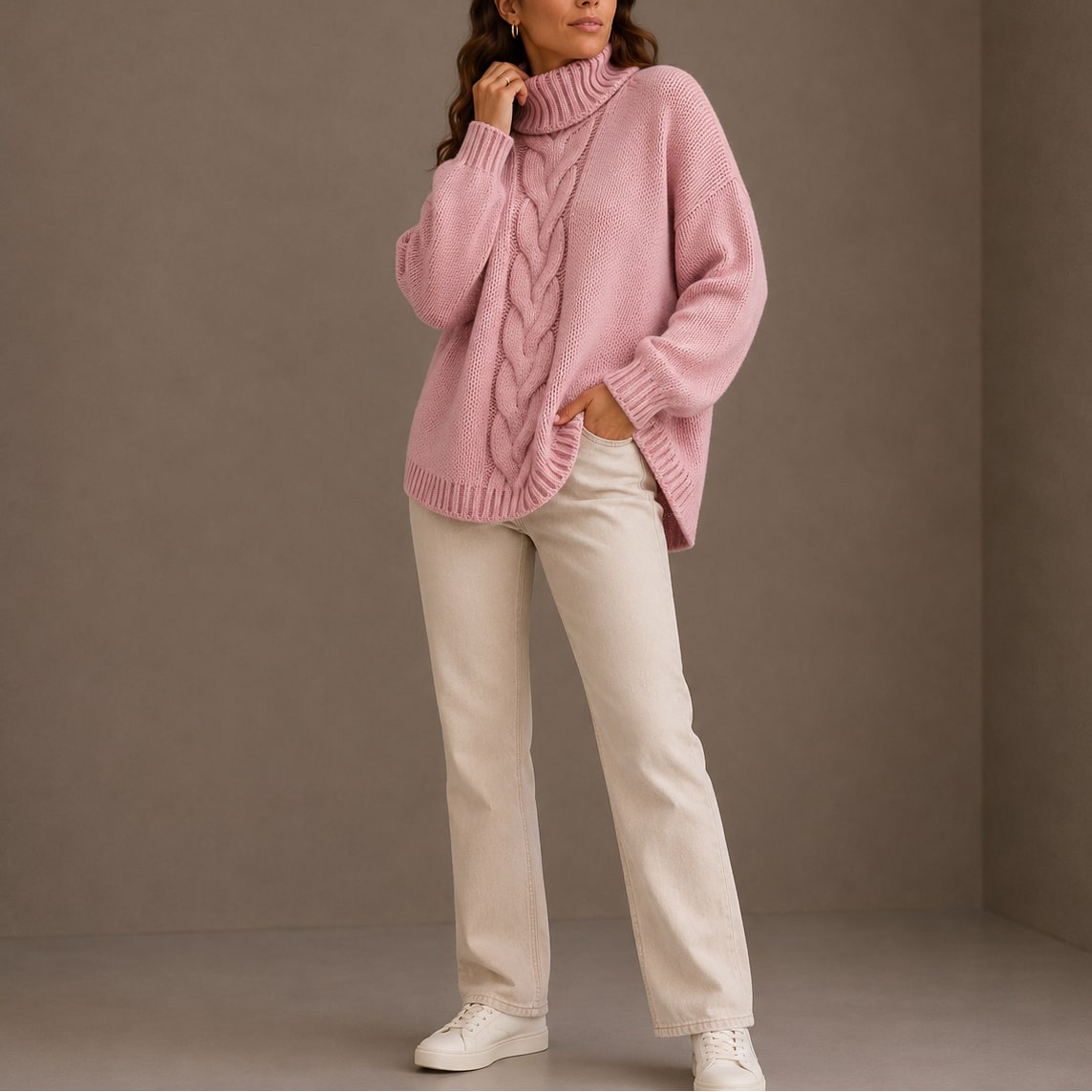 Oversized Cable Knit Turtleneck Sweater, Warm Winter Jumper 6