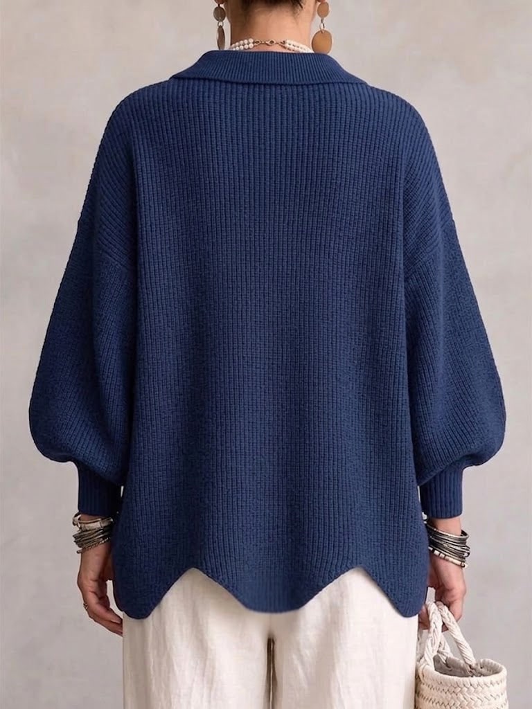 Navy oversized cardigan, back view 3