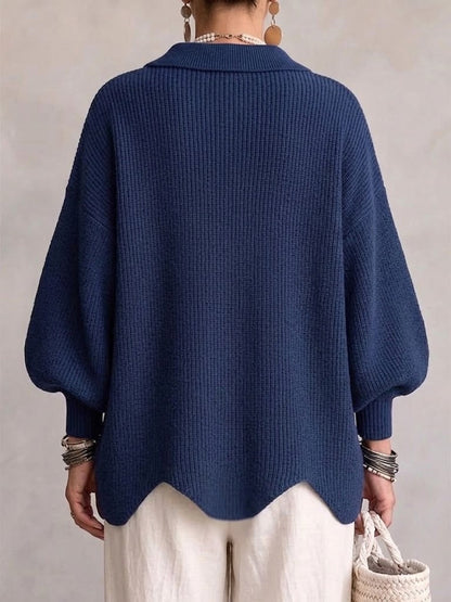 Navy oversized cardigan, back view 3