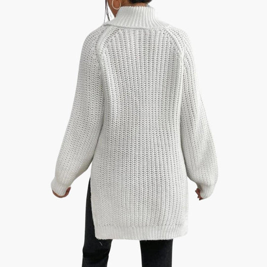 Oversized Turtleneck Jumper in White - back view