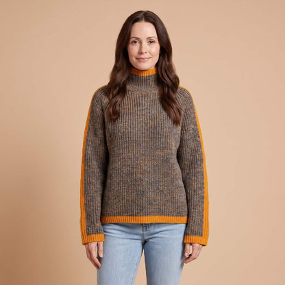 Patchwork Knit Turtleneck in Patchwork - front view