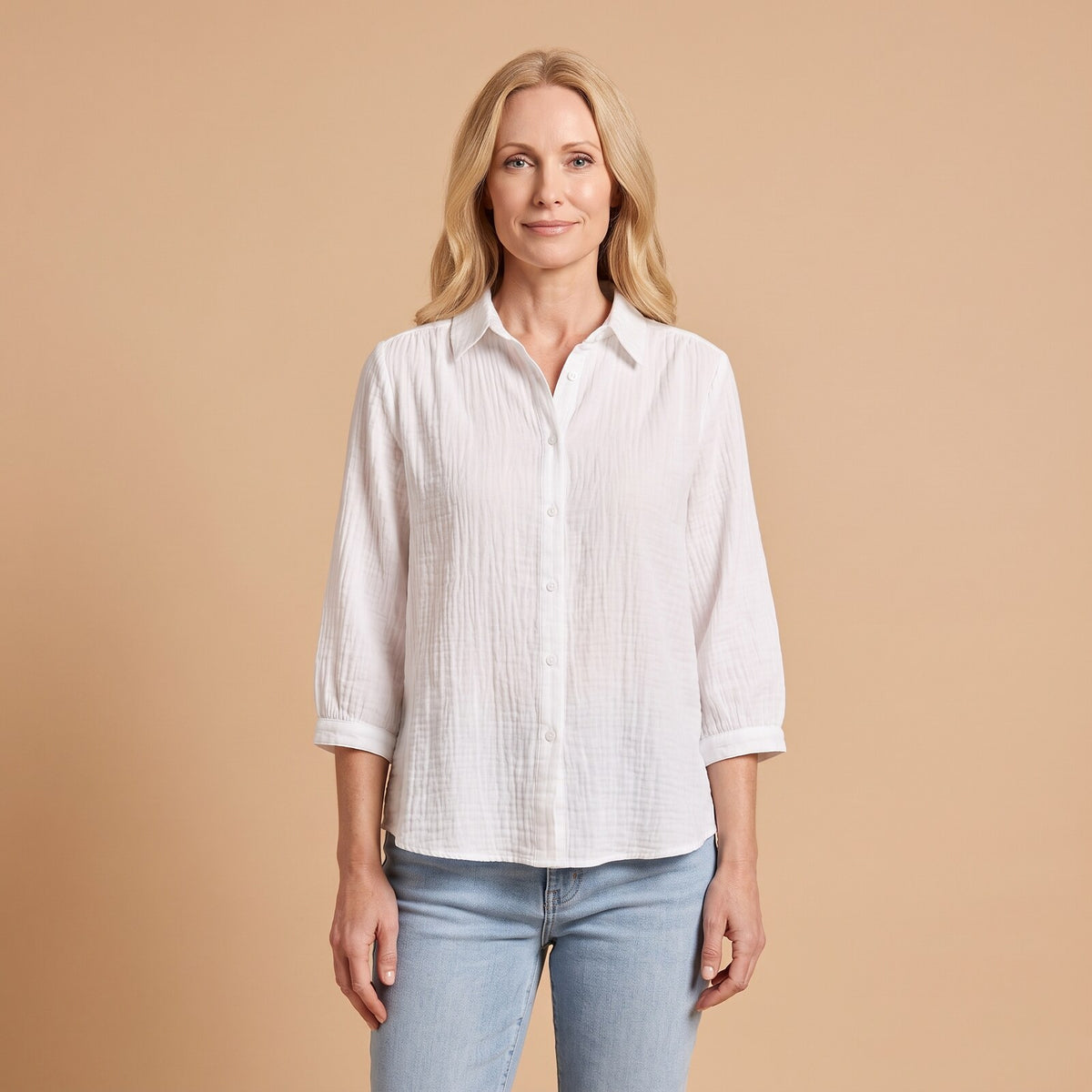 Pinky Oversized Shirt in White - front view