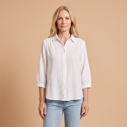 Pinky Oversized Shirt in White - front view