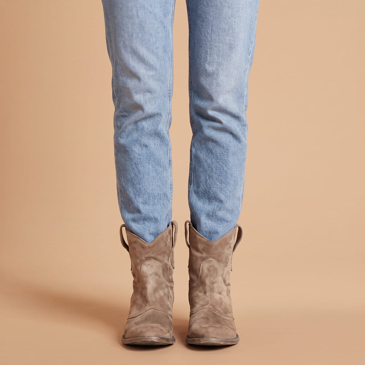 Pointed Toe Ankle Boots, Slouchy Suede Look Western Booties 1