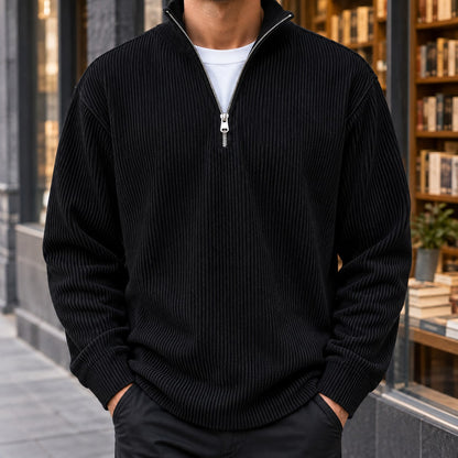 Quarter Zip Sweater for Men, Ribbed Knit Pullover 2