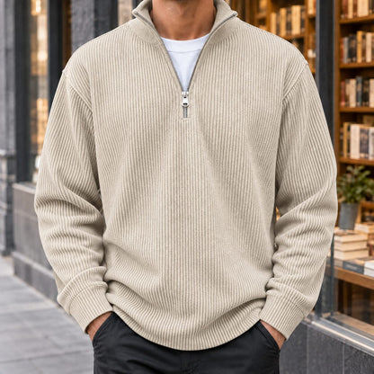 Quarter Zip Sweater for Men, Ribbed Knit Pullover 5