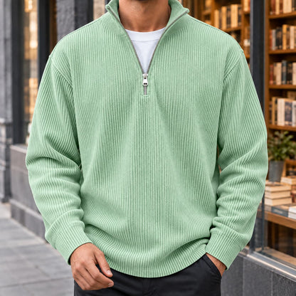 Quarter Zip Sweater for Men, Ribbed Knit Pullover 6