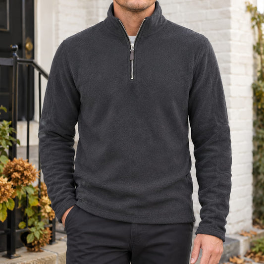 Quarter Zip Sweater for Men, Soft Fleece Stand Collar Top 2