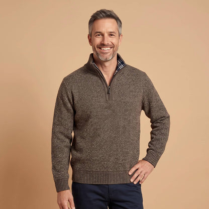 Quarter Zip Sweater with Mock Neck, Men's Knit Pullover 1