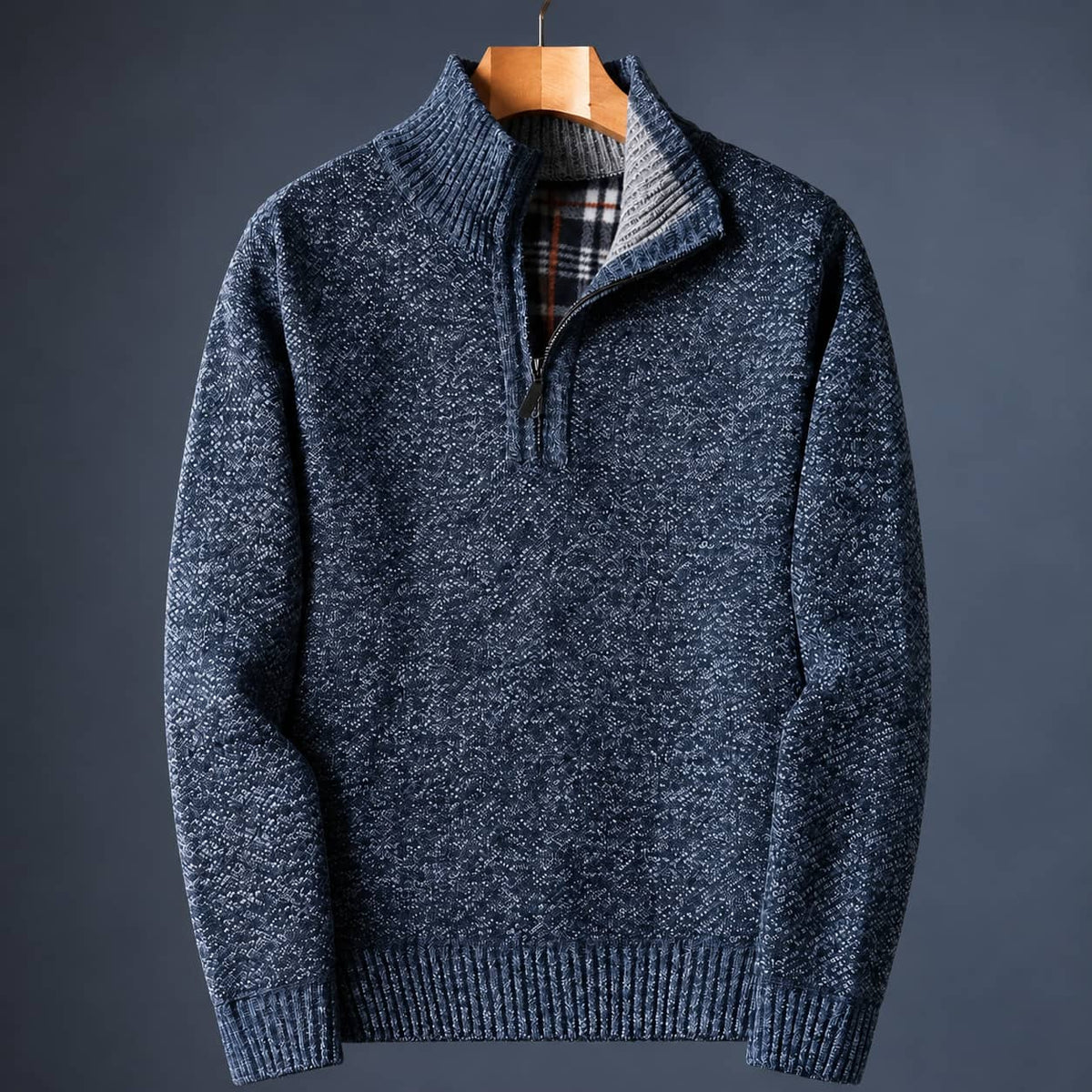 Quarter Zip Sweater with Mock Neck, Men's Knit Pullover 2