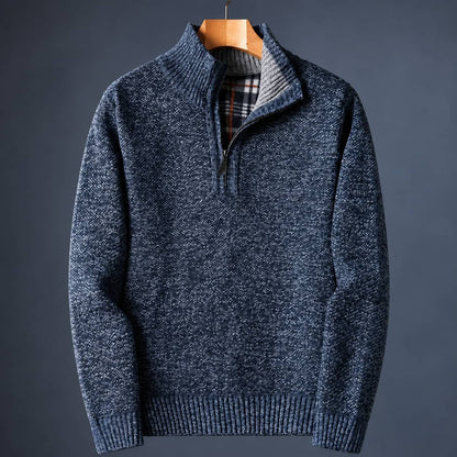 Quarter Zip Sweater with Mock Neck, Men's Knit Pullover 2