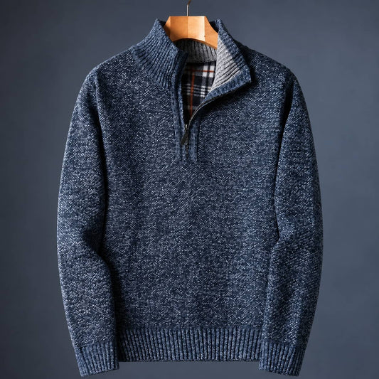 Quarter Zip Sweater with Mock Neck, Men's Knit Pullover 2