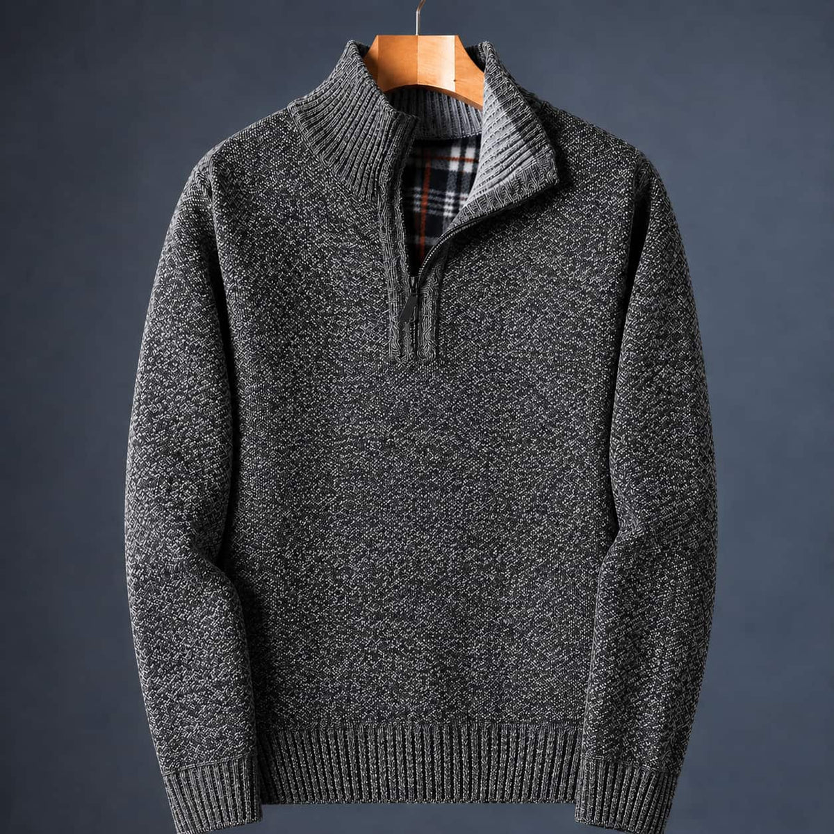 Quarter Zip Sweater with Mock Neck, Men's Knit Pullover 3