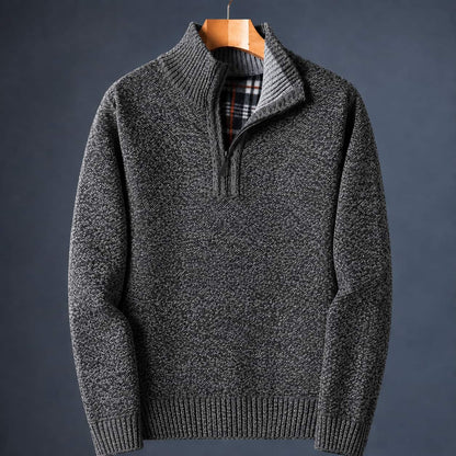 Quarter Zip Sweater with Mock Neck, Men's Knit Pullover 3