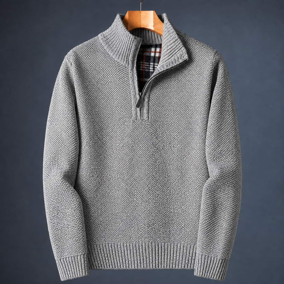 Quarter Zip Sweater with Mock Neck, Men's Knit Pullover 4