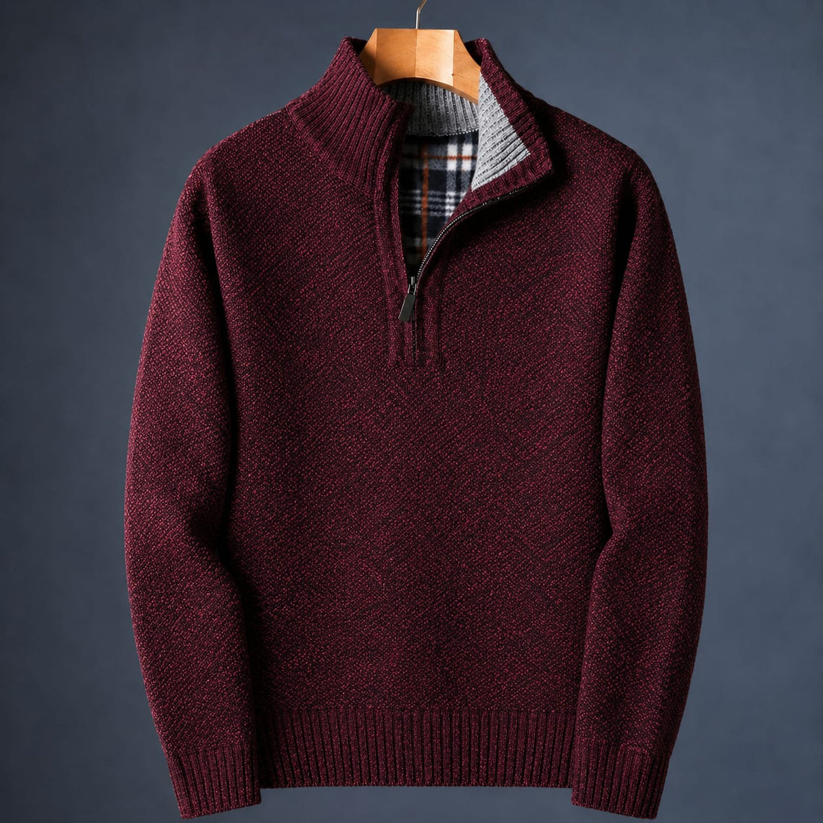 Quarter Zip Sweater with Mock Neck, Men's Knit Pullover 5